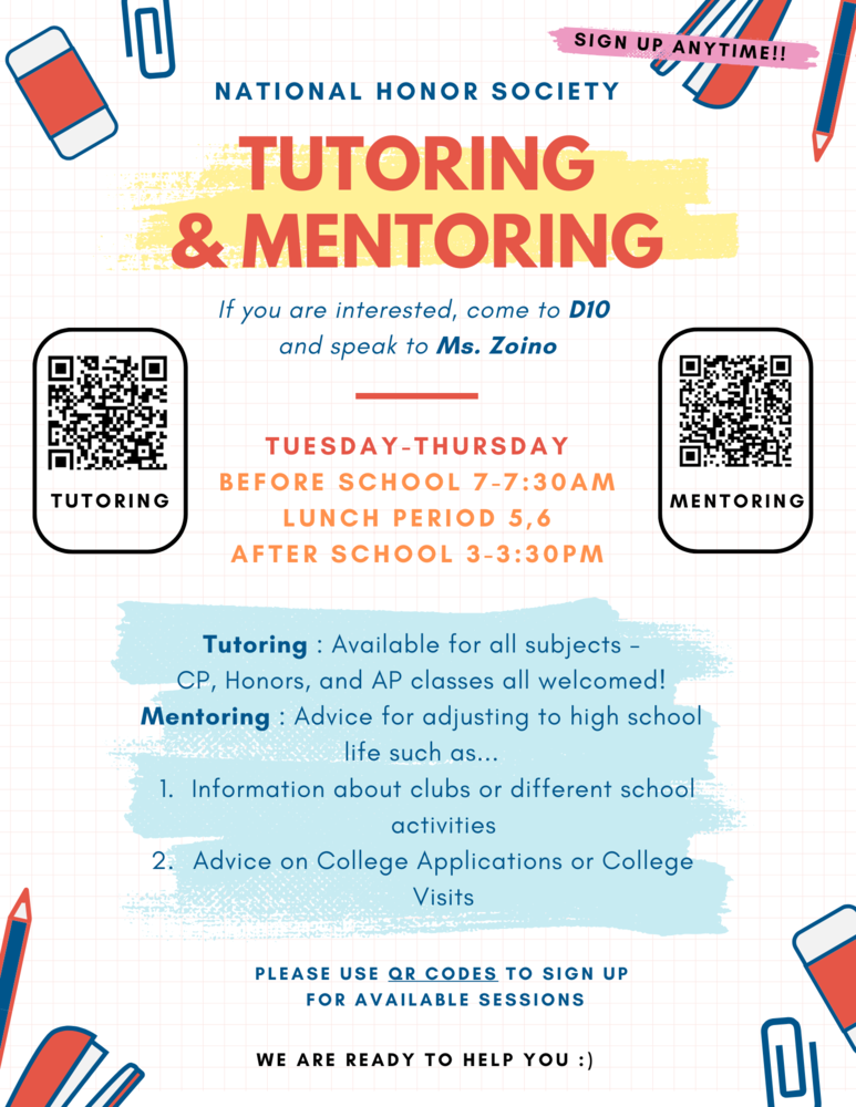 National Honor Society Tutoring & Mentoring Cresskill Middle/High School
