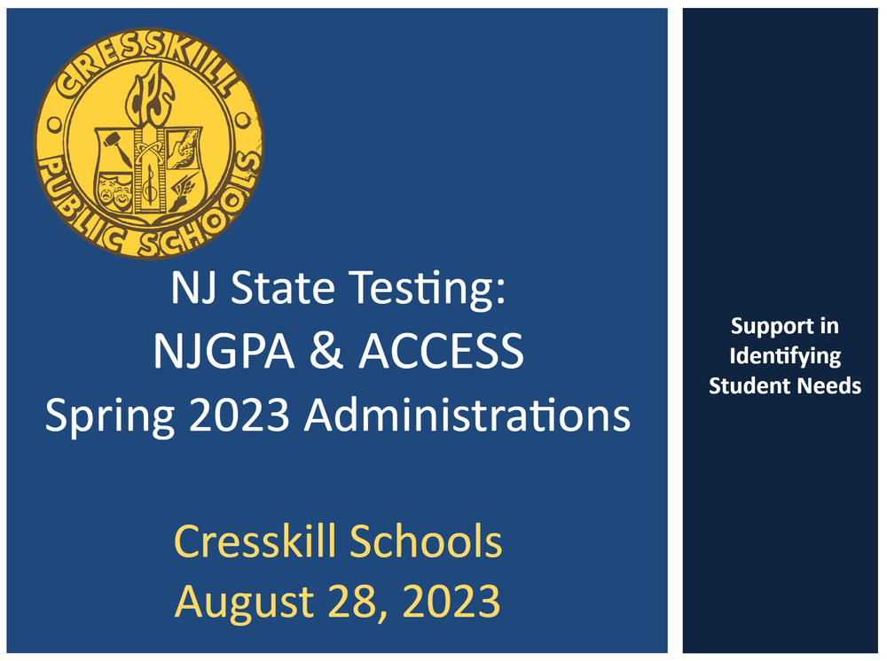 Spring 2023 District Testing  Report - NJGPA /ACCESS